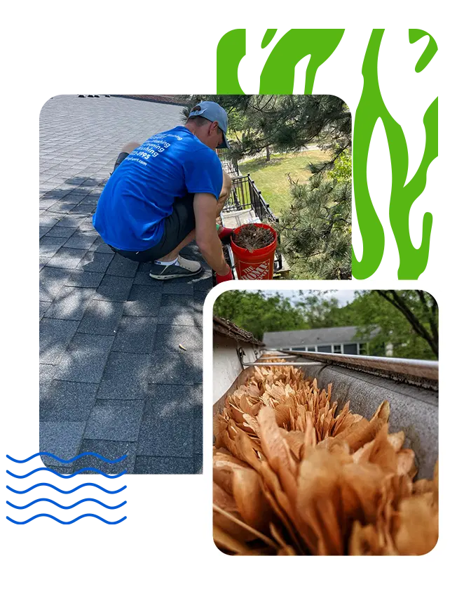 gutter cleaner on the roof of the house