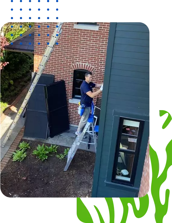 man cleaning windows after construction