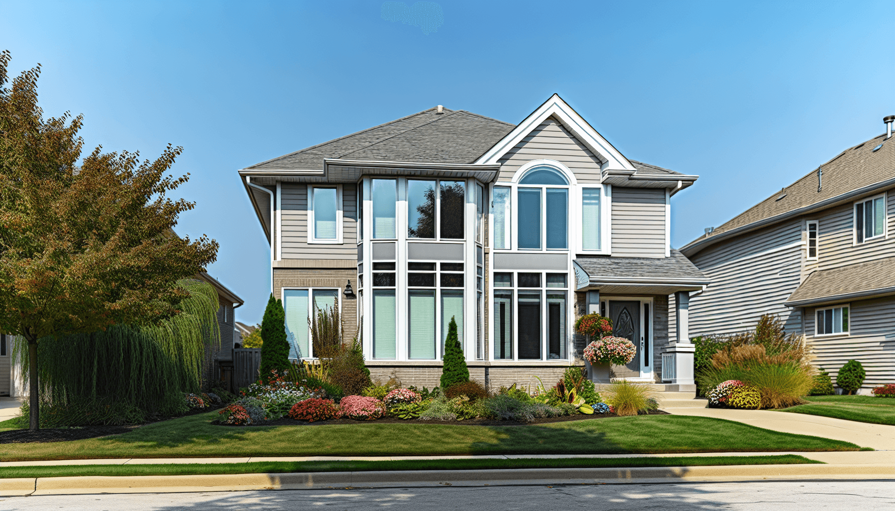 Exterior of a house with clean, sparkling windows
