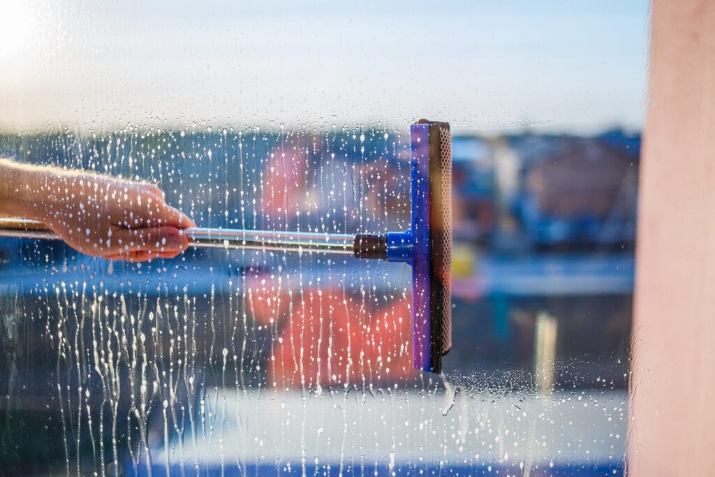 window washing with a sponge tool